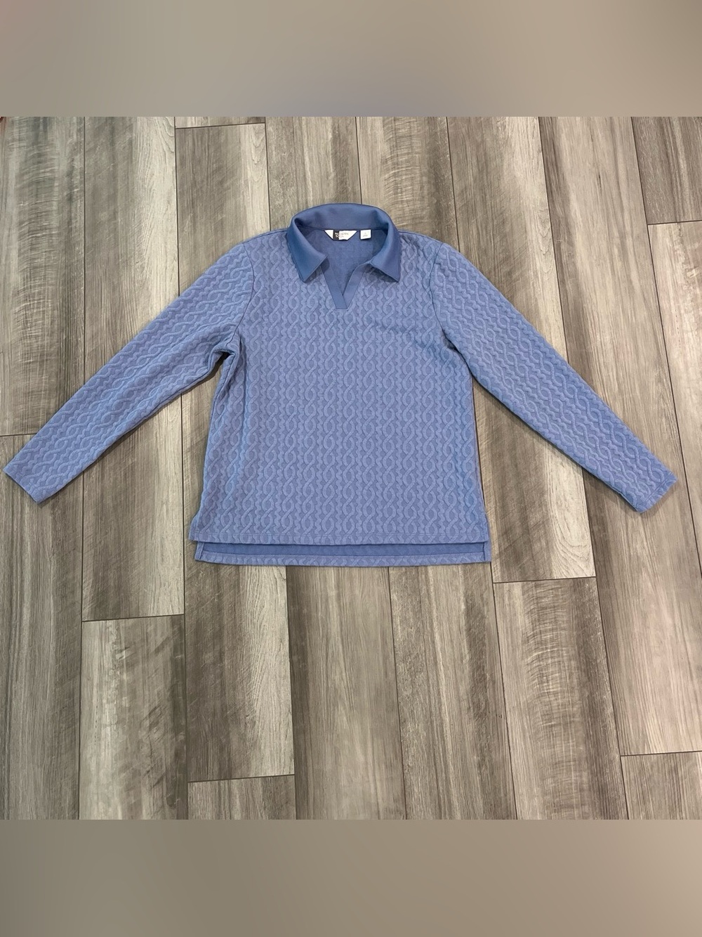Modern Soul Light Blue Ice Cable Knit Polo Shirt